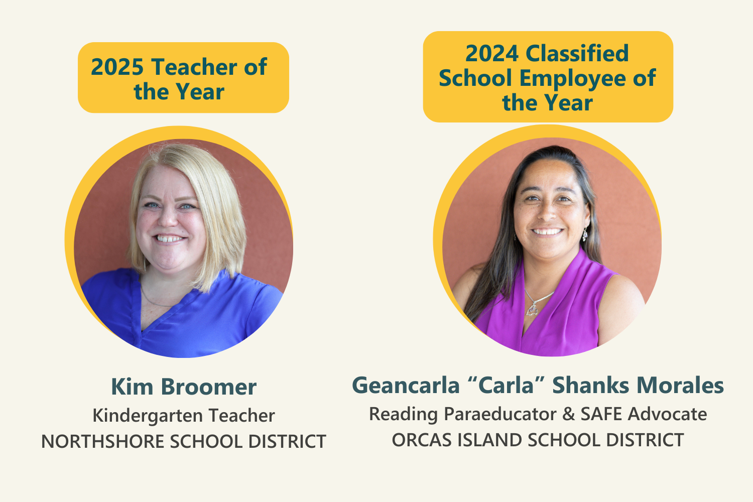 Kim Broomer Named 2025 State Teacher of the Year and Geancarla “Carla” Shanks Morales Named 2024
